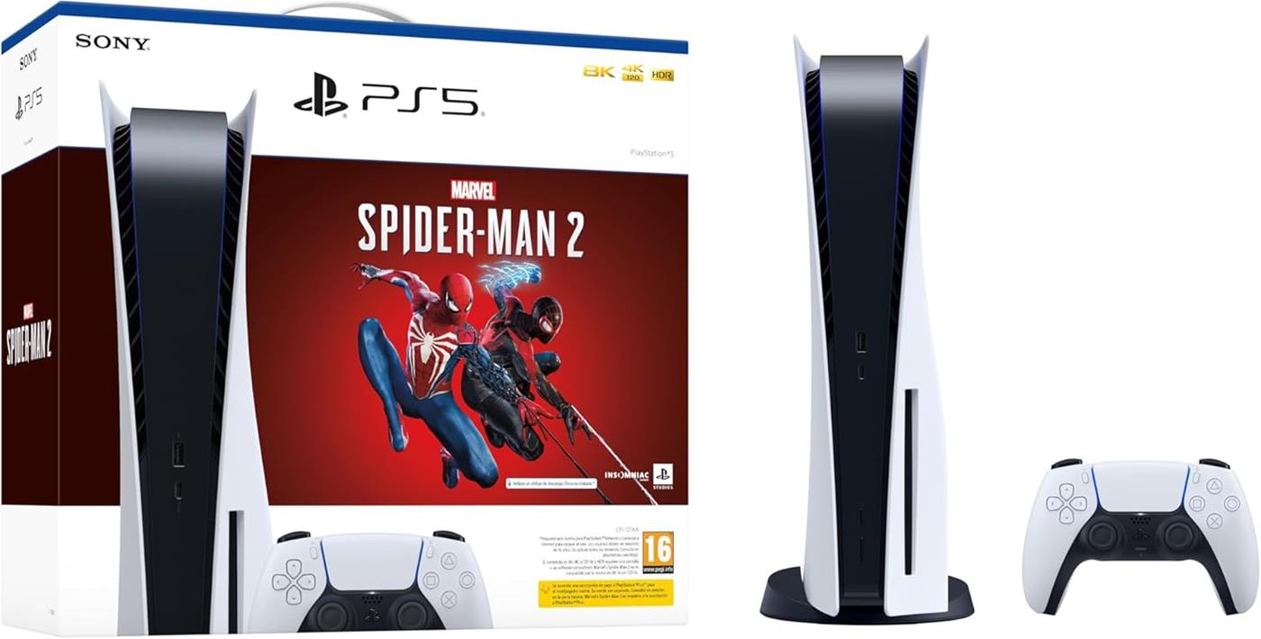 Consolas Consola Sony Ps5 Standard Blu Ray 825gb Marvels Spider Man 2  Descarga Digital