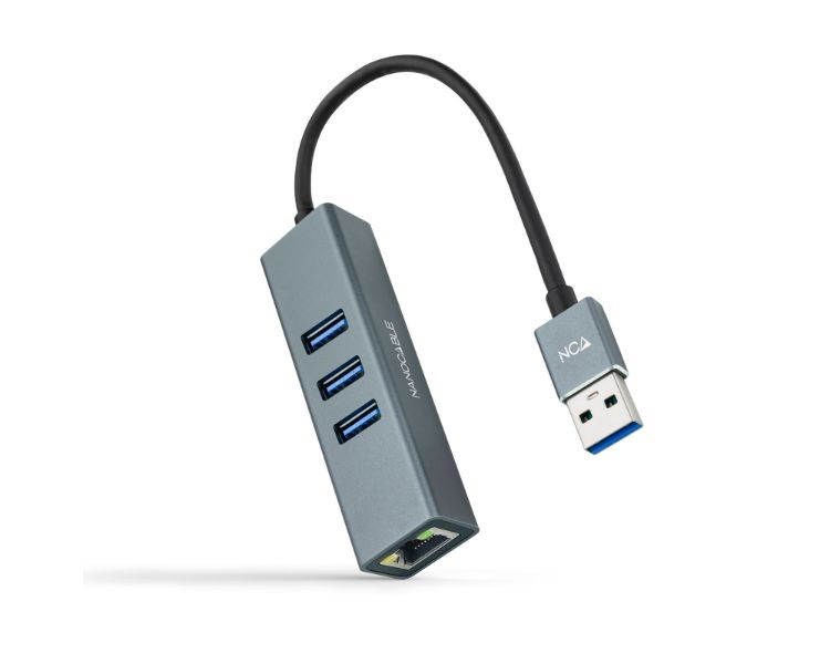 Conversor Usb 3 0 A Ethernet Gigabit 3xusb 30 15cm Gris Nanocable