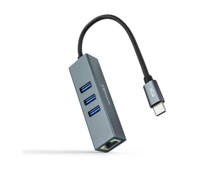 Conversor Usb C A Ethernet Gigabit 3xusb 30 15cm Gris Nanocable