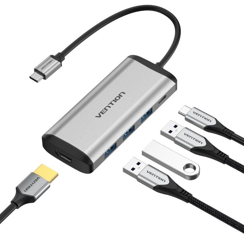 Docking Station 5 Puertos Usb C Gris Vention