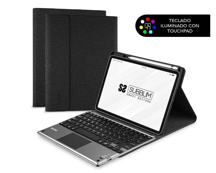 Funda Teclado Tablet Keytab Pro Bl Bt Ipad Pro 129 202120 Negro Subblim