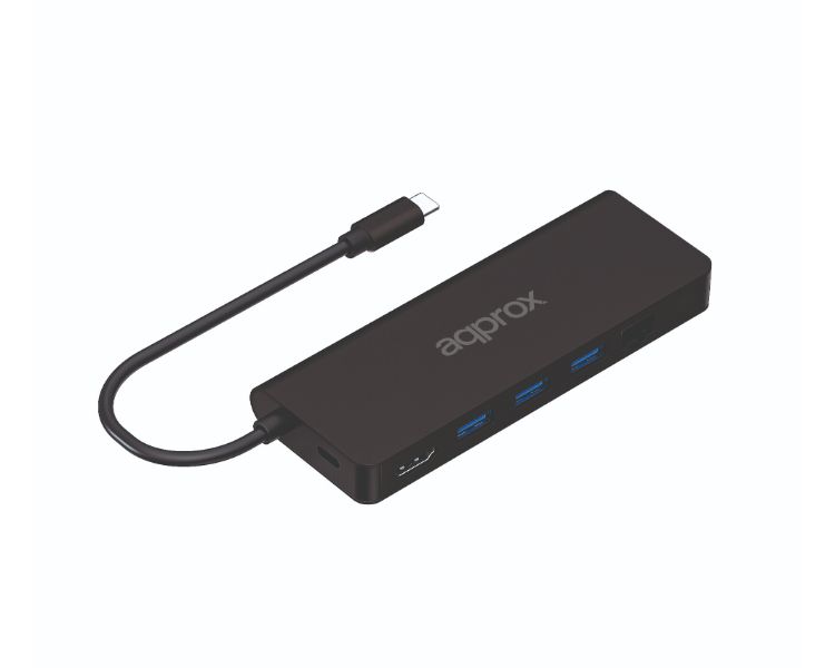 Hub 8 Puertos Usb Type C Negro Approx