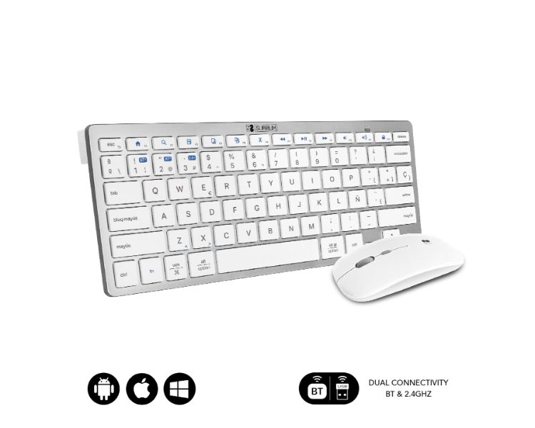 Teclado Raton Wireless Compacto Plata Subblim