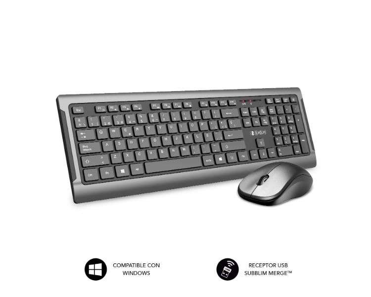 Teclado Raton Wireless Premium Silent Ultraslim Space Grey Subblim