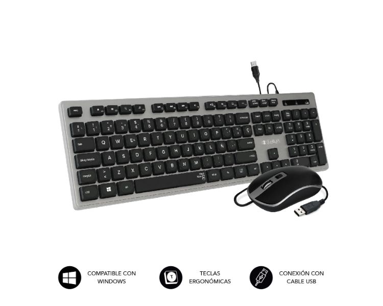 Teclado Raton Wirojo Ergo Keys Silent Flat Grey Subblim