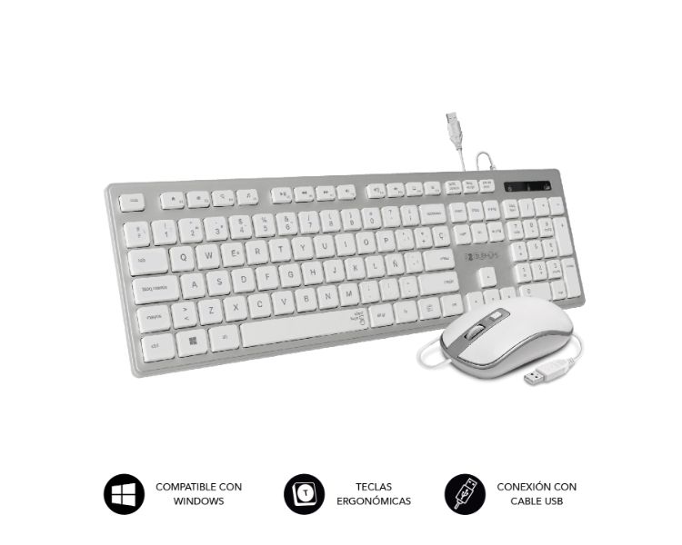 Teclado Raton Wirojo Ergo Keys Silent Flat Plata Subblim