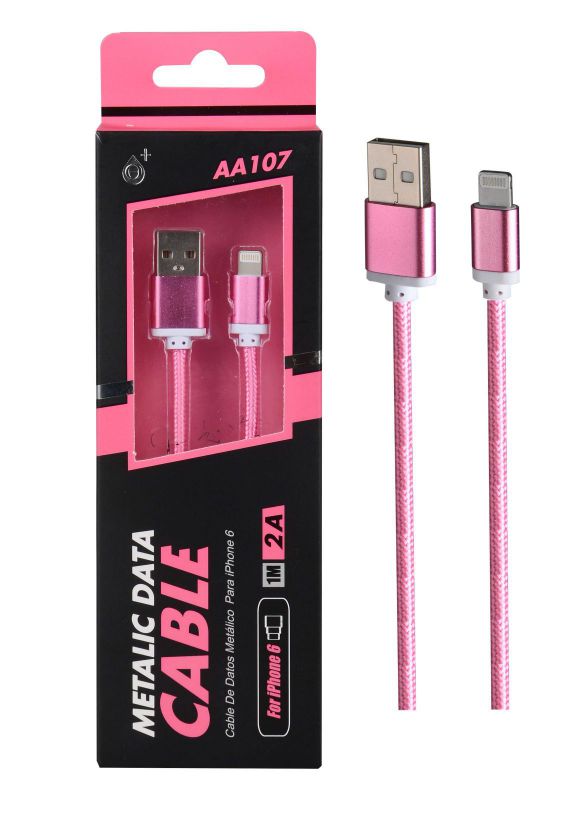 Cable De Datos Metalico Rosa Aa107 Iphone 6 One 