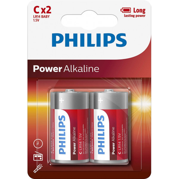 Pilas Philips Alcalina C Lr14 15v Pack 2