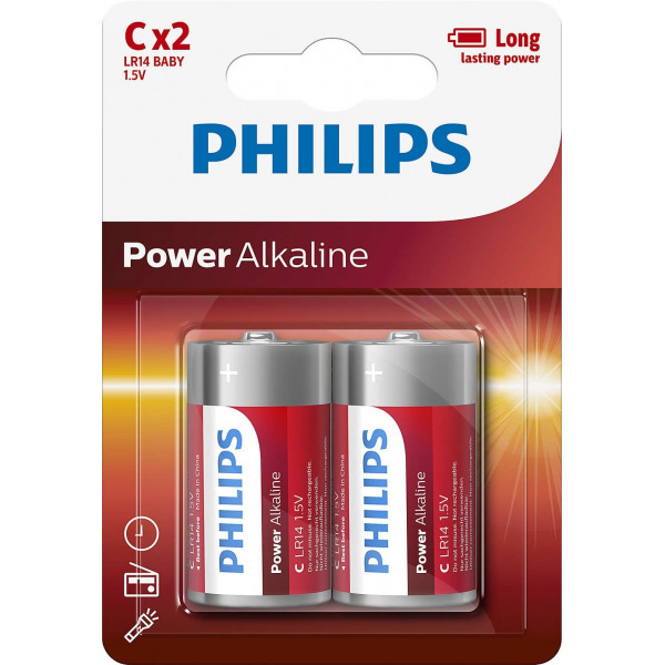 PILAS PHILIPS ALCALINA C LR14 15V PACK 2