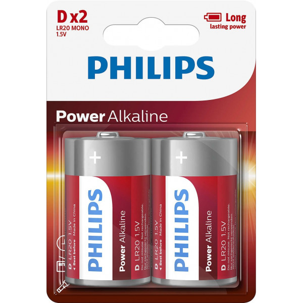 PILAS PHILIPS ALCALINA D LR20 15V PACK 2