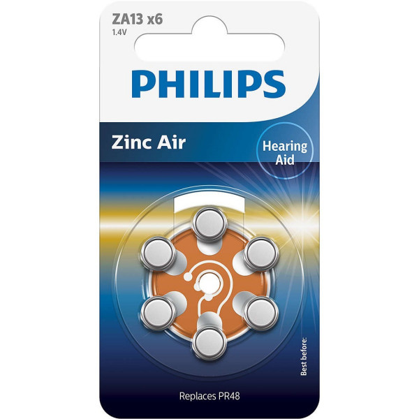 Pilas Philips Audifonos Zinc Aire Za13 Pr48 Pack 6