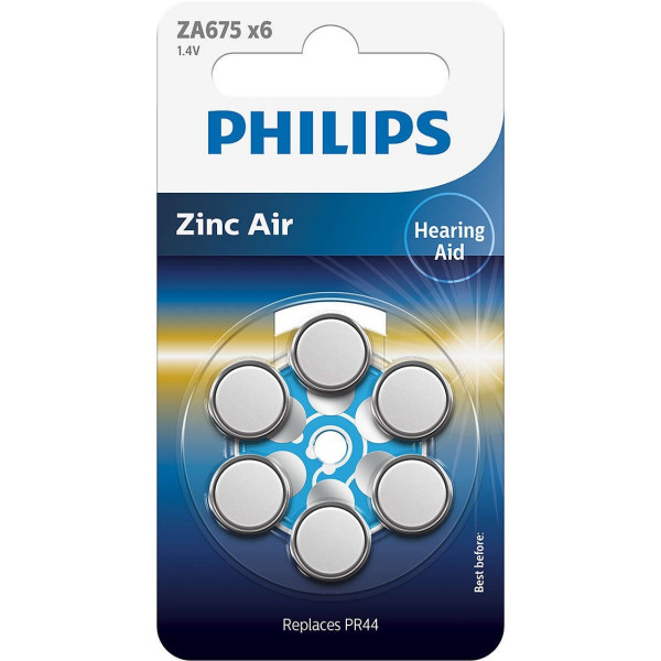 Pilas Philips Audifonos Zinc Aire Za675 Pr44 Pack6