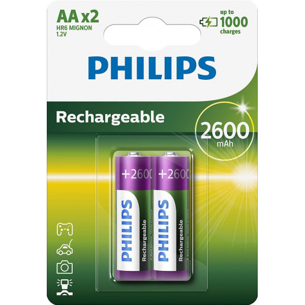 Pilas Philips Recargable R 6 2600mah Pack 2