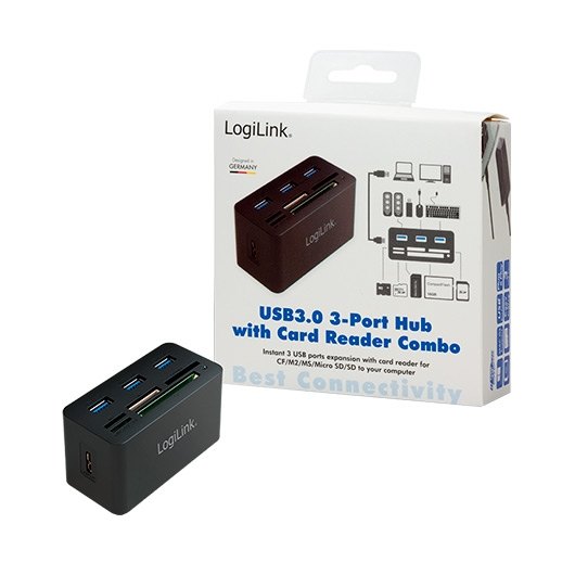 Hub 3 Puertos Usb 3 0 Lector De Tarjetas Logilink