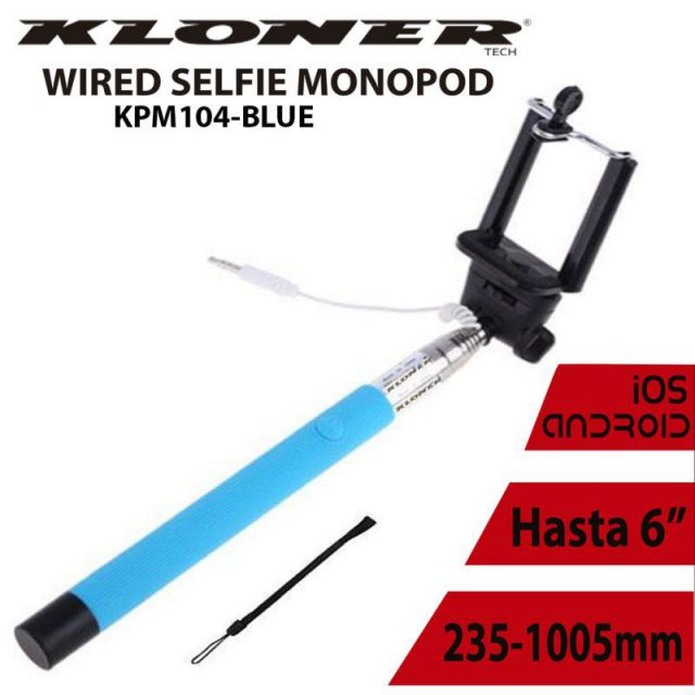 Palo Selfie Kl Tech Con Pulsador Azul