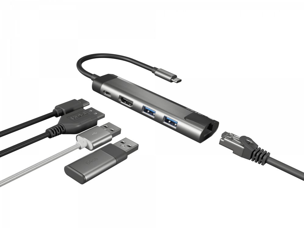 Adaptador 5 In 1 Usb C Natec Fowler Go 2x Usb 30 Hub Hdmi 4k Usb C Pd