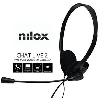 Auriculares Nilox Microfono Control Vol Negro Alambrico Doble Jack