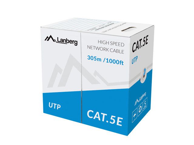 Bobina Cat5e Lanberg Utp Rj45 Solido Cca Awg24 305m Azul