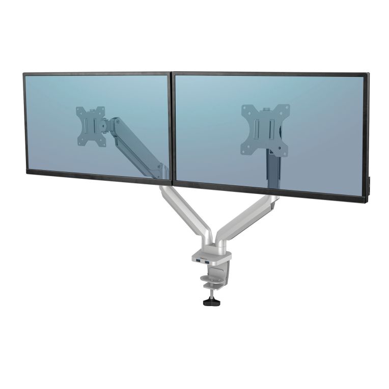 BRAZO FELLOWES PARA MONITOR DOBLE PLATINUM SERIES PLATA