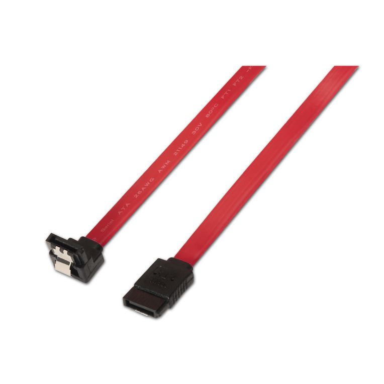 CABLE AISENS SATA III DATOS 6G DATOS ACODADO ANCLAJES ROJO 05M