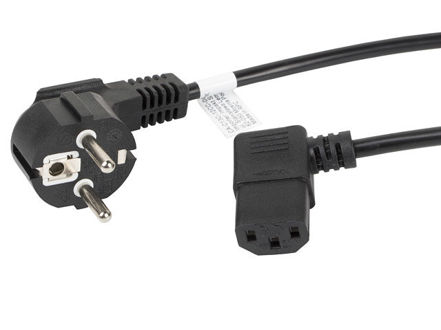 Cable De Alimentacion Lanberg Schuko Cee 77 A Iec320 C13 Acodado 1 8m