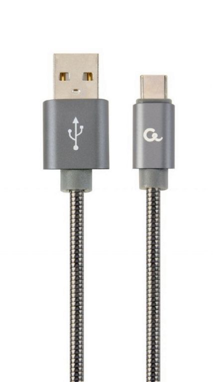 CABLE DE CARGA Y DATOS GEMBIRD USB TIPO C DE METAL EN ESPIRAL PREMIUM 2M GRIS