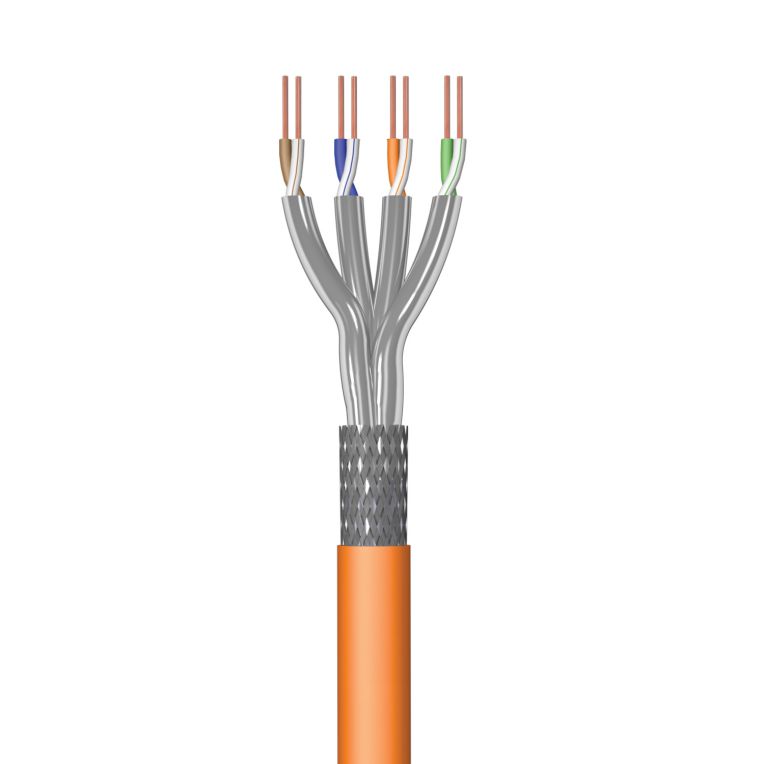 Cable De Red Cat 7 Sftp Awg231 Cu De 100 Metros Cubierta Lszh Naranja