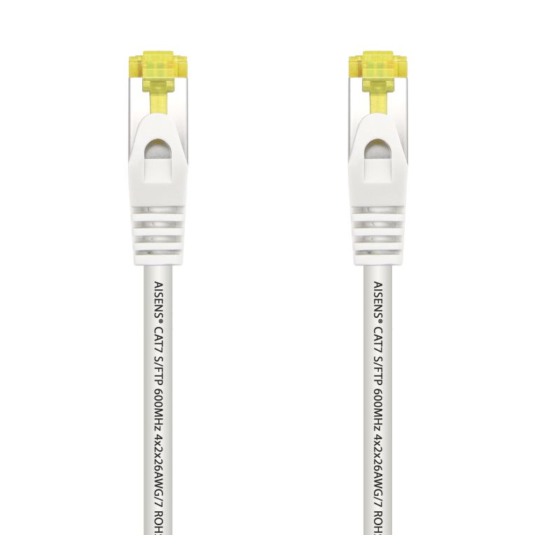 Cable De Red Latiguillo Rj45 Lszh Cat7 600 Mhz Sftp Awg26 Blanco 2m