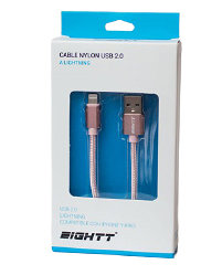 Cable Eightt Usb A Lightning 1m Trenzado De Nylon Rosa