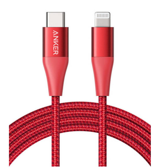 Cable Lightning Anker Powerline Ii Macho A Tipo C Macho 1 8m Rojo