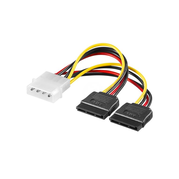 Cableadaptador De Alimentacion Pc Y Macho De 5 25 Pulgadas A 2x Sata 0 13m