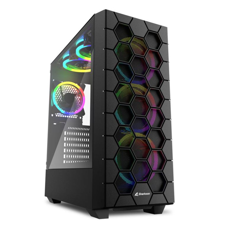 Caja Sharkoon Rgb Hex Atx 2xusb30 Sin Fuente Negro