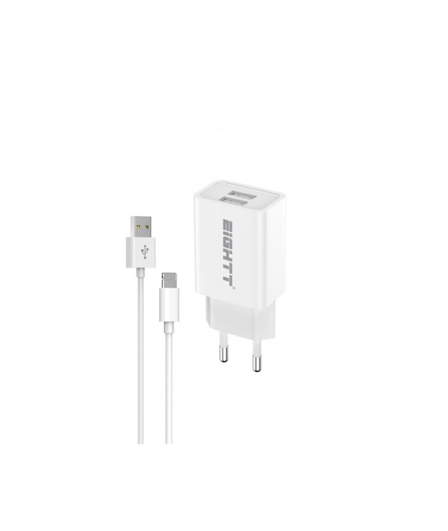 Cargador Eightt Smartphone Tablet 5v 2x24a Con Cable Lightning 1 2m