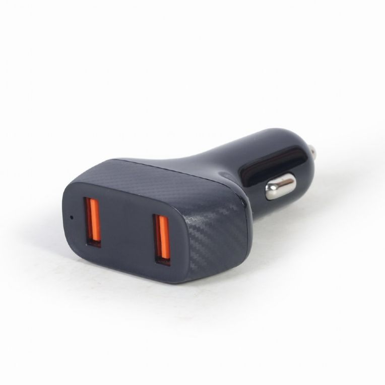 CARGADOR RAPIDO DE COCHE USB GEMBIRD DE 2 PUERTOS QC30 36 W NEGRO