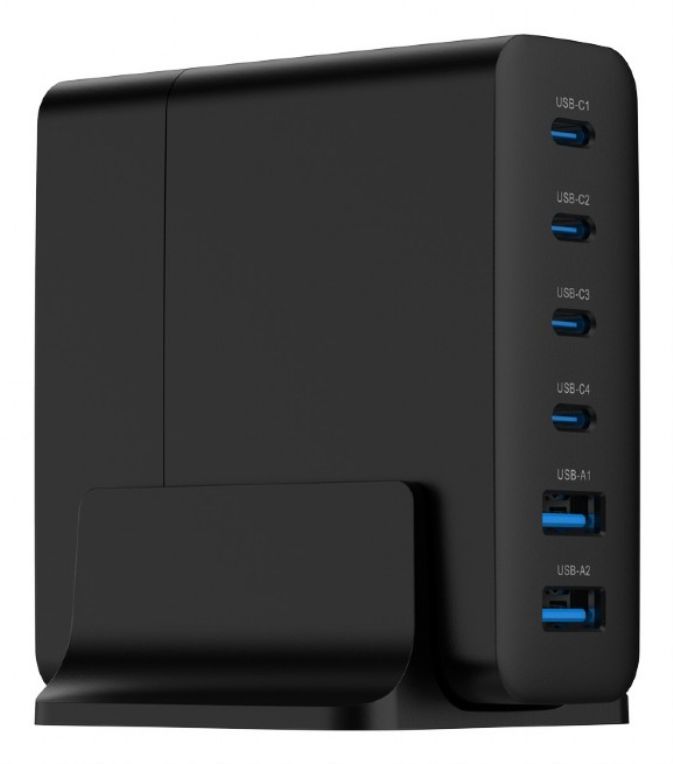 CARGADOR RAPIDO GEMBIRD USB GAN DE 6 PUERTOS 75 W NEGRO