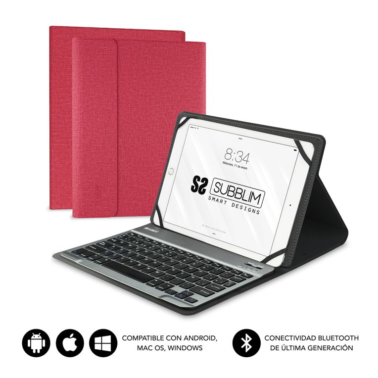 FUNDA TABLET SUBBLIM KEYTAB PRO BLUETOOTH 10 1 RED