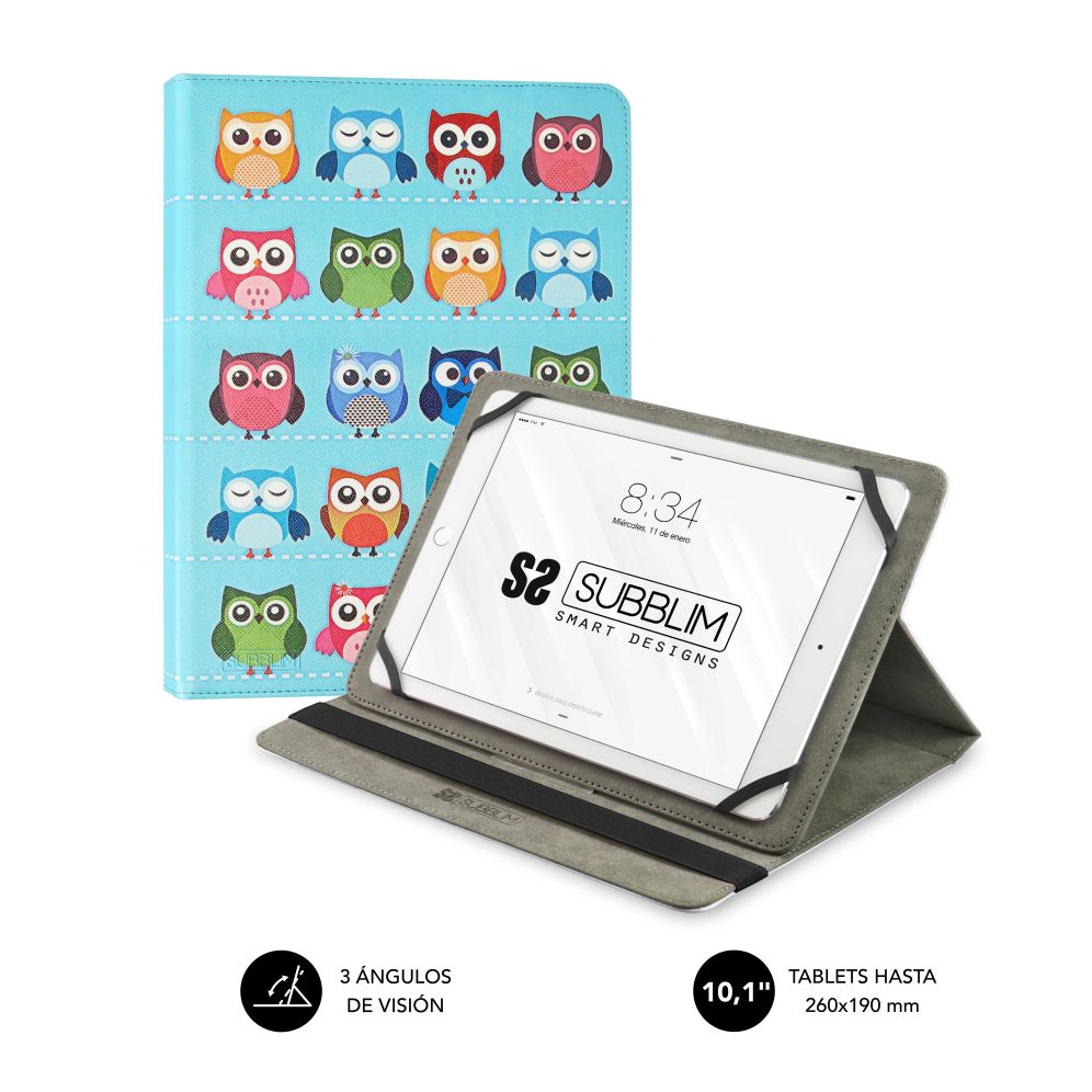 FUNDA TABLET SUBBLIM TRENDY CASE OWLS 10 1