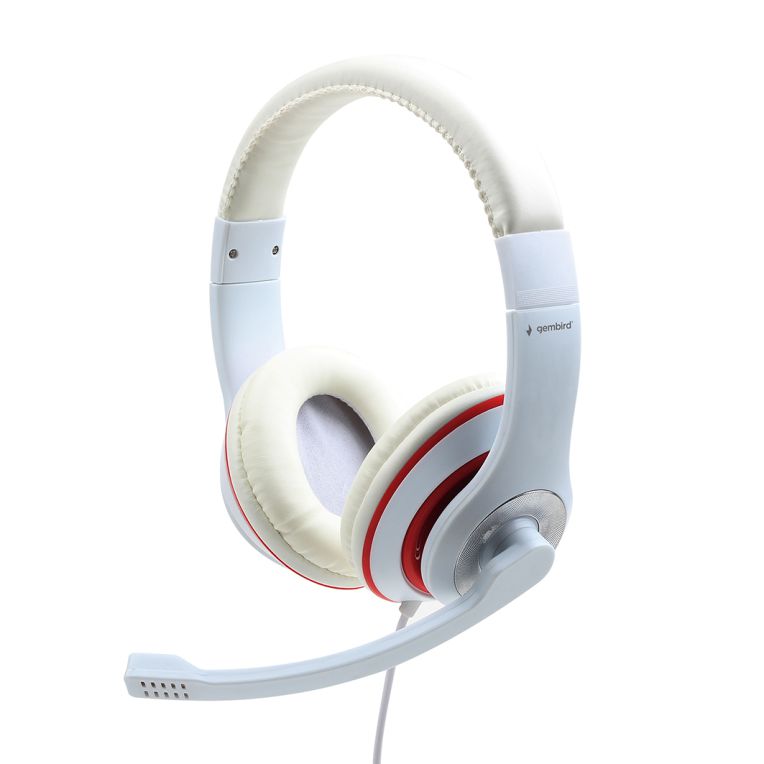 GEMBIRD AURICULARES ESTEREO COLOR BLANCO CON ARO ROJO