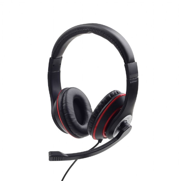 Gembird Auriculares Estereo Color Negro Con Aro Rojo