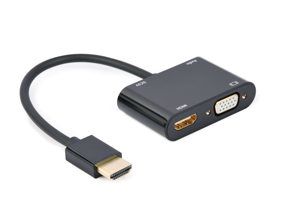 Hdmi Macho A Hdmi Hembra  Vga Hembra  Cable Adaptador De Audio Negro