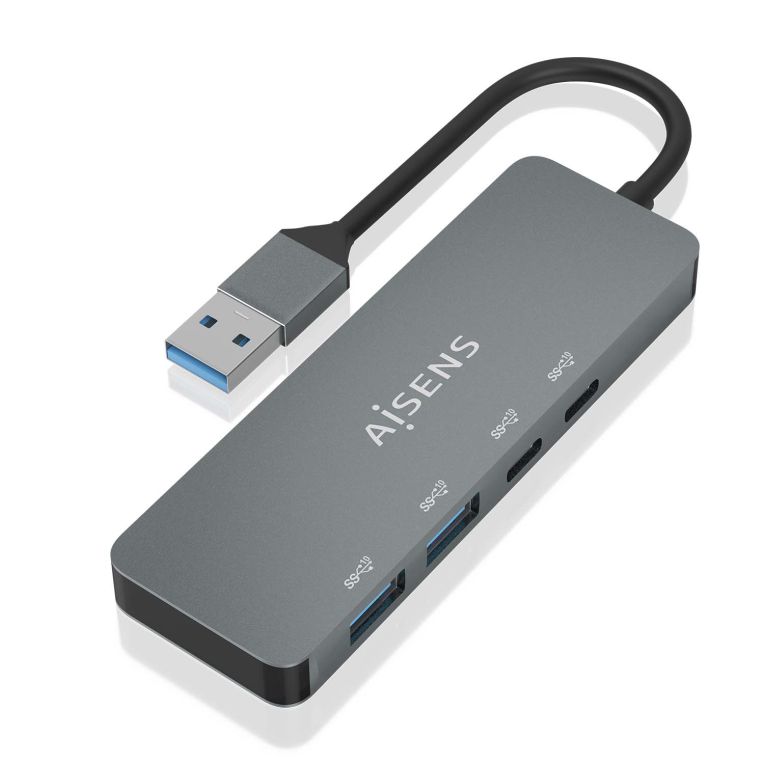 Hub Aisens Usb 3 2 Gen2 10g Am 2xtipo Ch 2xusb Ah 15cm Gris