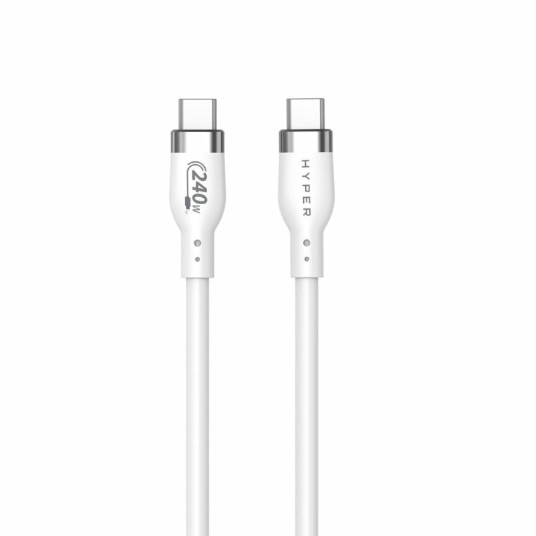 HYPER 2M SILICONE 240W USB C CHARGING CABLE  WHITE