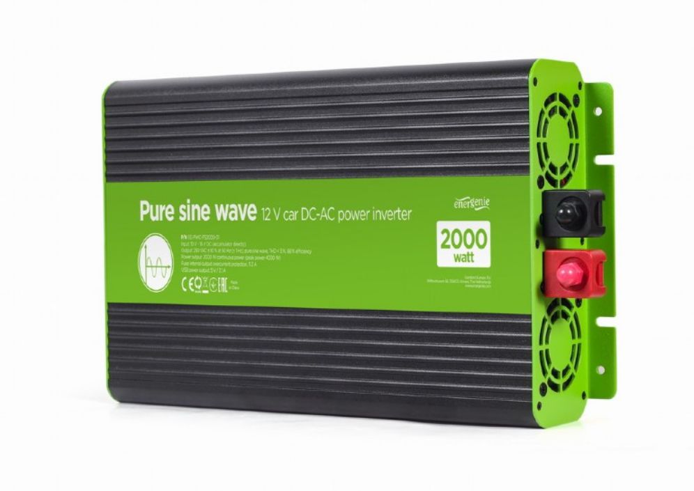 INVERSOR CORRIENTE DC AC GEMBIRD COCHE DE ONDA SINUSOIDAL PURA DE 12 V 2000 W