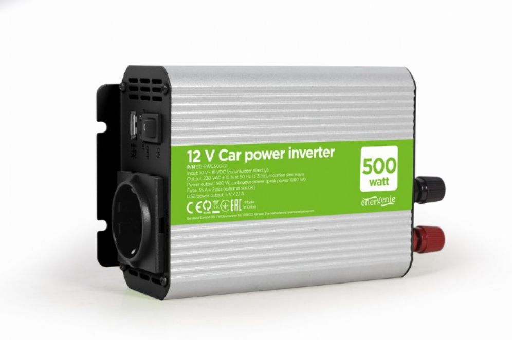INVERSOR DE CORRIENTE GEMBIRD PARA COCHE DE 12V 500W