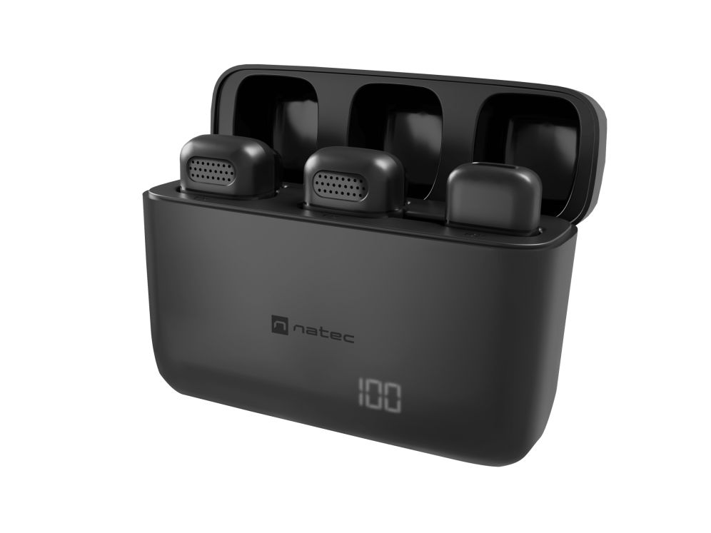 MICROFONO PARA SMARTPHONE NATEC HOPPER LAVALIER WIRELESS LIGHTNING 2 MICROFONOS