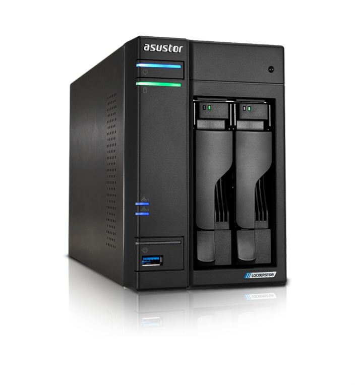 Nas Asustor Tower 2 Bay Quad Core 20ghz Cpu Dual 25gbe Ports 4gb Ram Ddr4