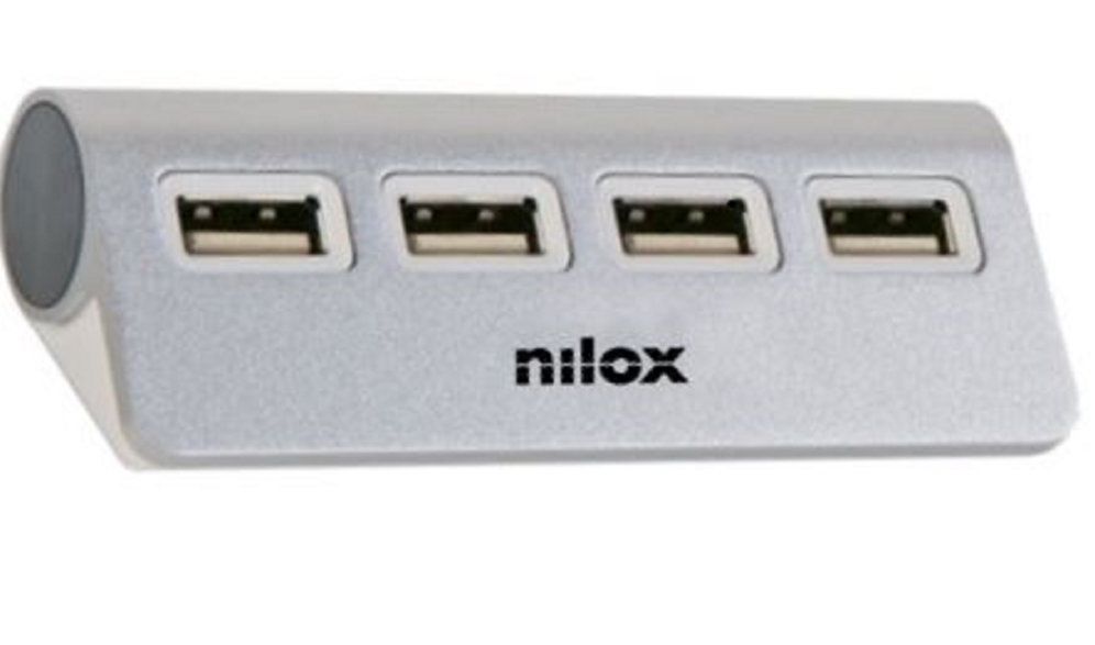 NILOX HUB 4 PUERTOS USB 2 0 ALUMINIO