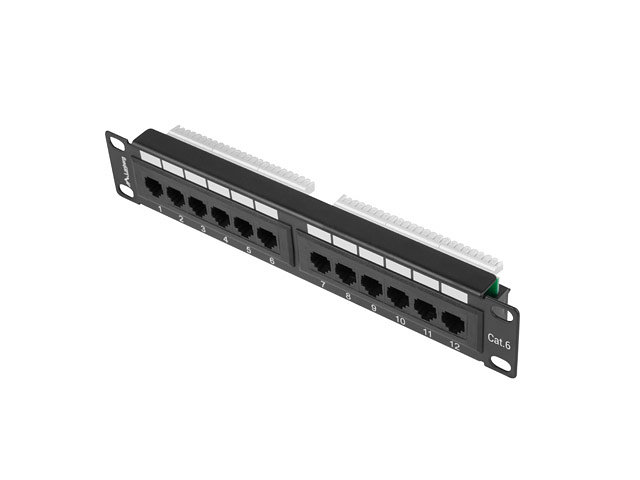 Patch Panel Lanberg 12 Puertos 1u 10 Cat6 Negro