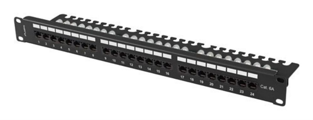 PATCH PANEL LANBERG 24 PUERTOS 1U 19 CAT6A UTP CON ORGANIZADOR CABLES NEGRO