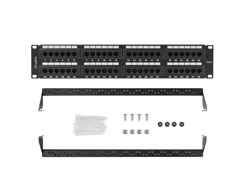 Patch Panel Lanberg 48 Puertos 2u 19 Cat6 Negro